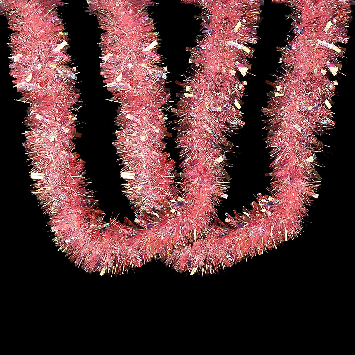 Pink Tinsel Garland for Christmas Tree Decorations Wedding Birthday Party Supplies 17 Feet