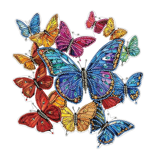 C'eitura DIY Diamond Art Painting Hanging Pendant - Colorful Stained Glass Butterfly Sparkling Rhinestone Wall Decor, Crystal Art Craft Kit for Home, Living Room, Bedroom Decoration