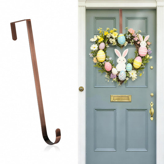Nirohee Wreath Hangers for Front Door,12 Inches Wreath Hanger Hook for Front Porch Decor,Metal Over The Door Hooks Hanger for Halloween Fall Christmas Decorations Outdoor Indoor Home Decor,Bronze