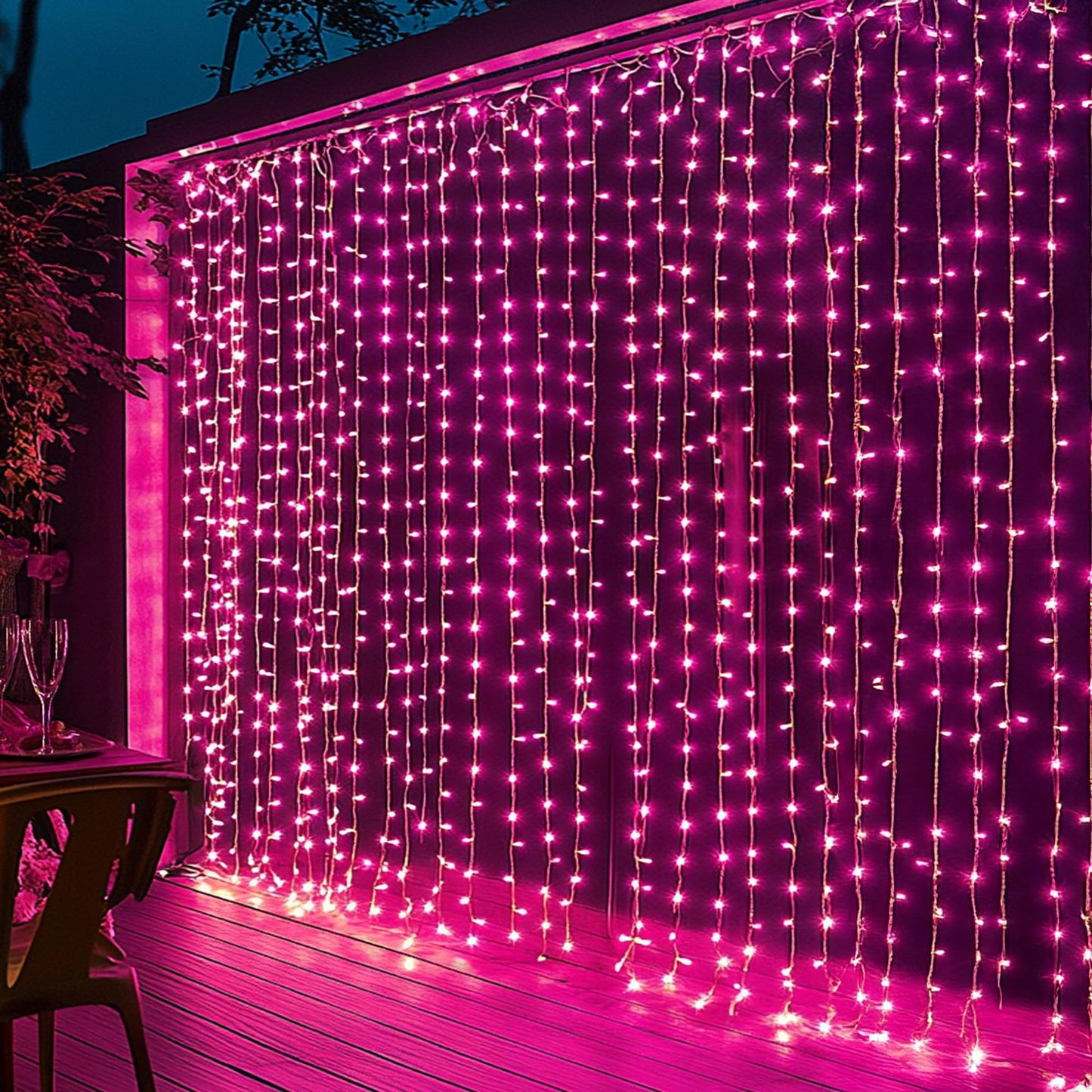 Dazzle Bright 300 LED Curtain String Lights, Valentine's Day Fairy Lights for Bedroom with 8 Lighting Modes, Connectable Waterproof Window Lights Party Wedding Garden Wall Christmas Decor, Pink