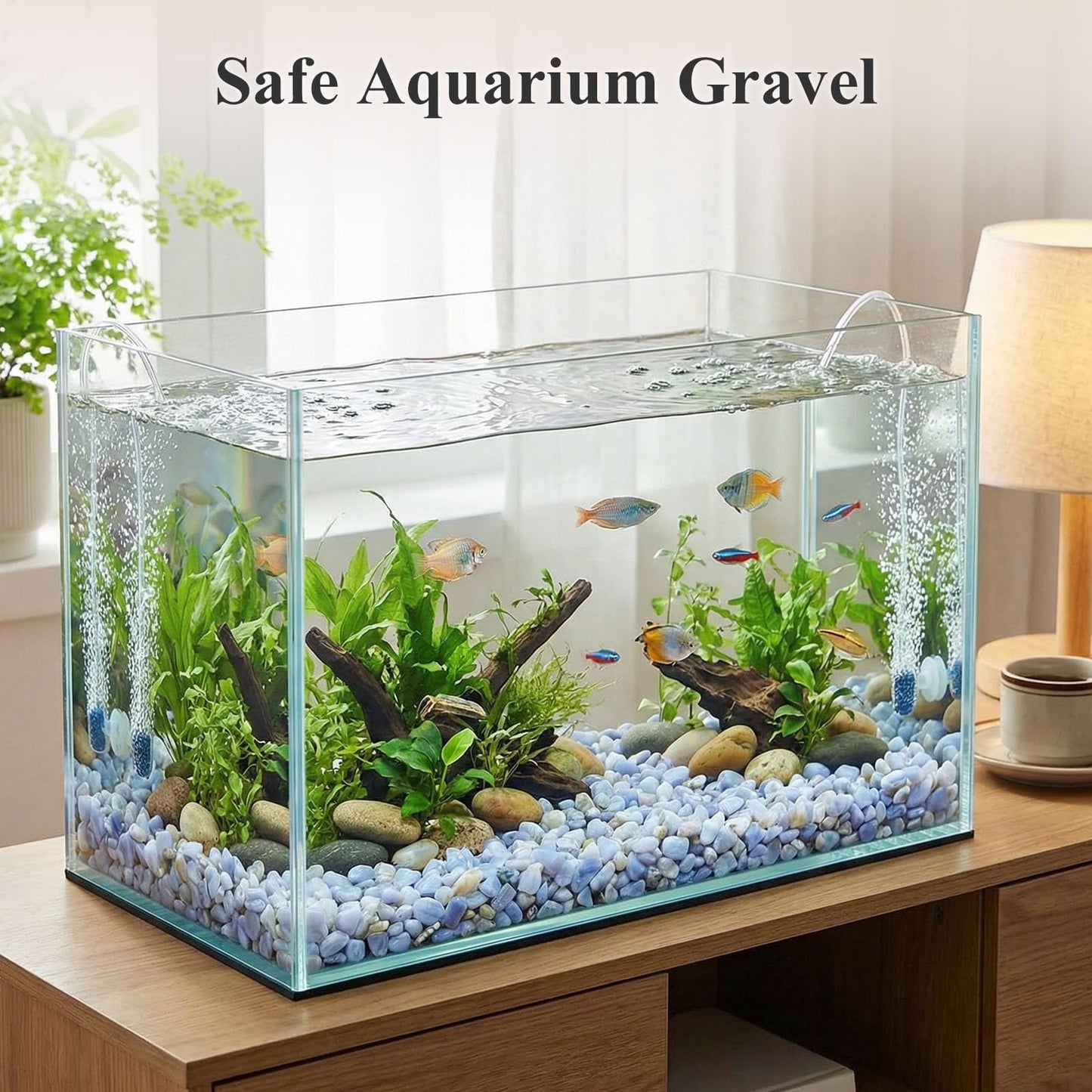 JOHOUSE Decorative Crystal Pebbles, 1 Lb(0.35"–0.8") Natural Quartz Stones Aquarium Gravel Sea Glass Rock Sand for Fish Turtle Tank Air Plants Decoration