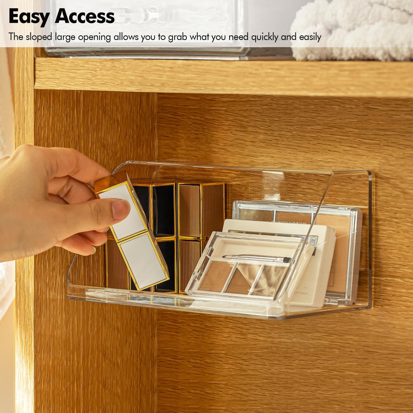 Poeland Medicine Cabinet Shelves Organizer, Wall Mounted Storage Organizer, Clear Storage Box for RV Bathroom, Bedroom, Personal Organizers (Transparent)