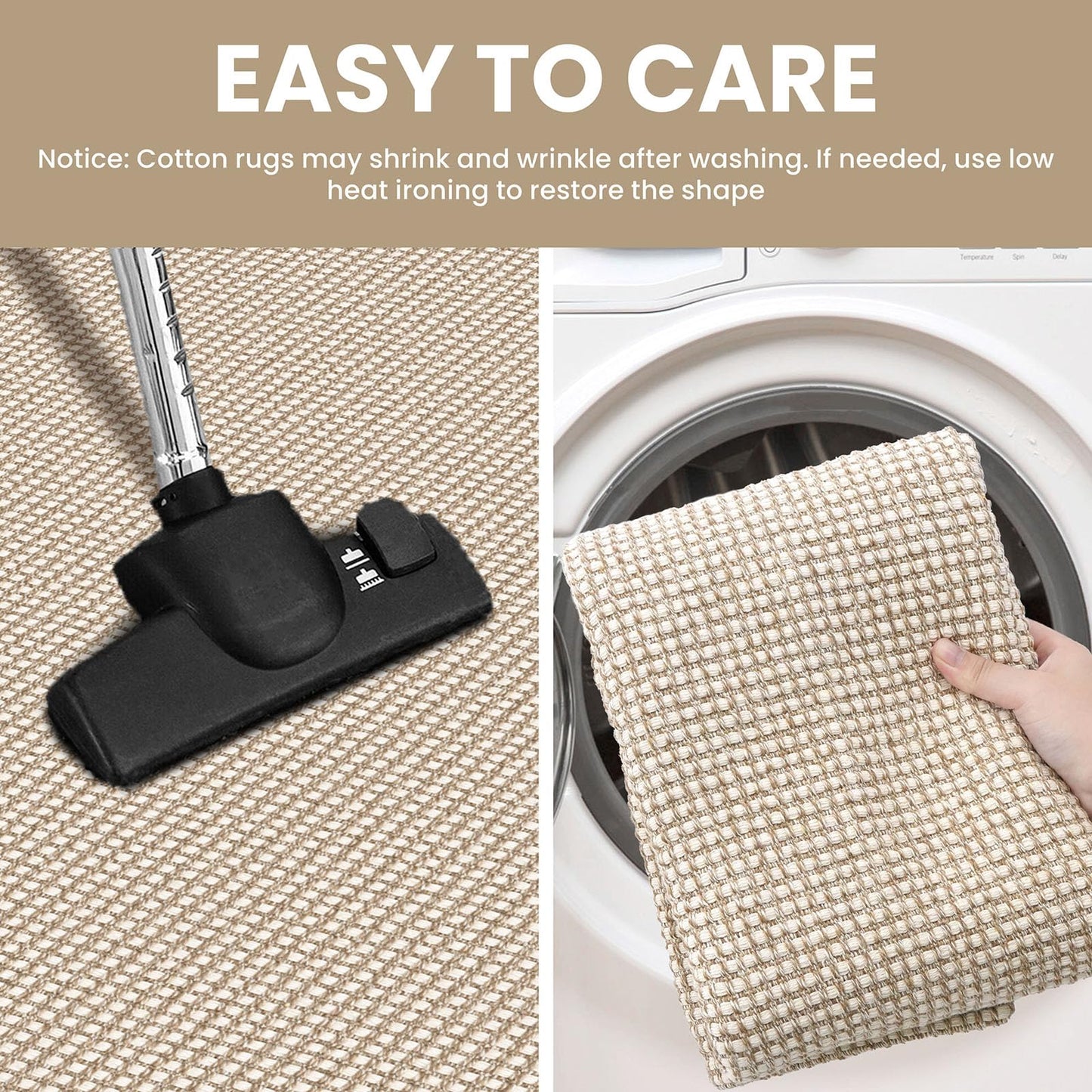IOHOUZE Small Area Rug 2x3 Washable Woven Rugs for Entryway Non Slip Rubber Backed Front Door Rugs Indoor Doormat Throw Rug Floor Carpet for Entrance Kitchen, Beige/Khaki