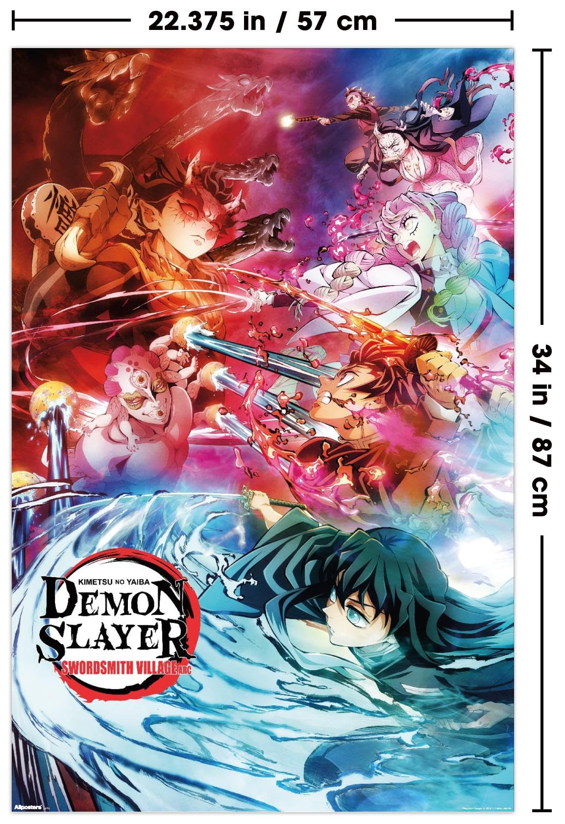 Demon Slayer: Swordsmith Village - Key Art 2 Wall Poster, 34L" x 22.4W", Unframed Version
