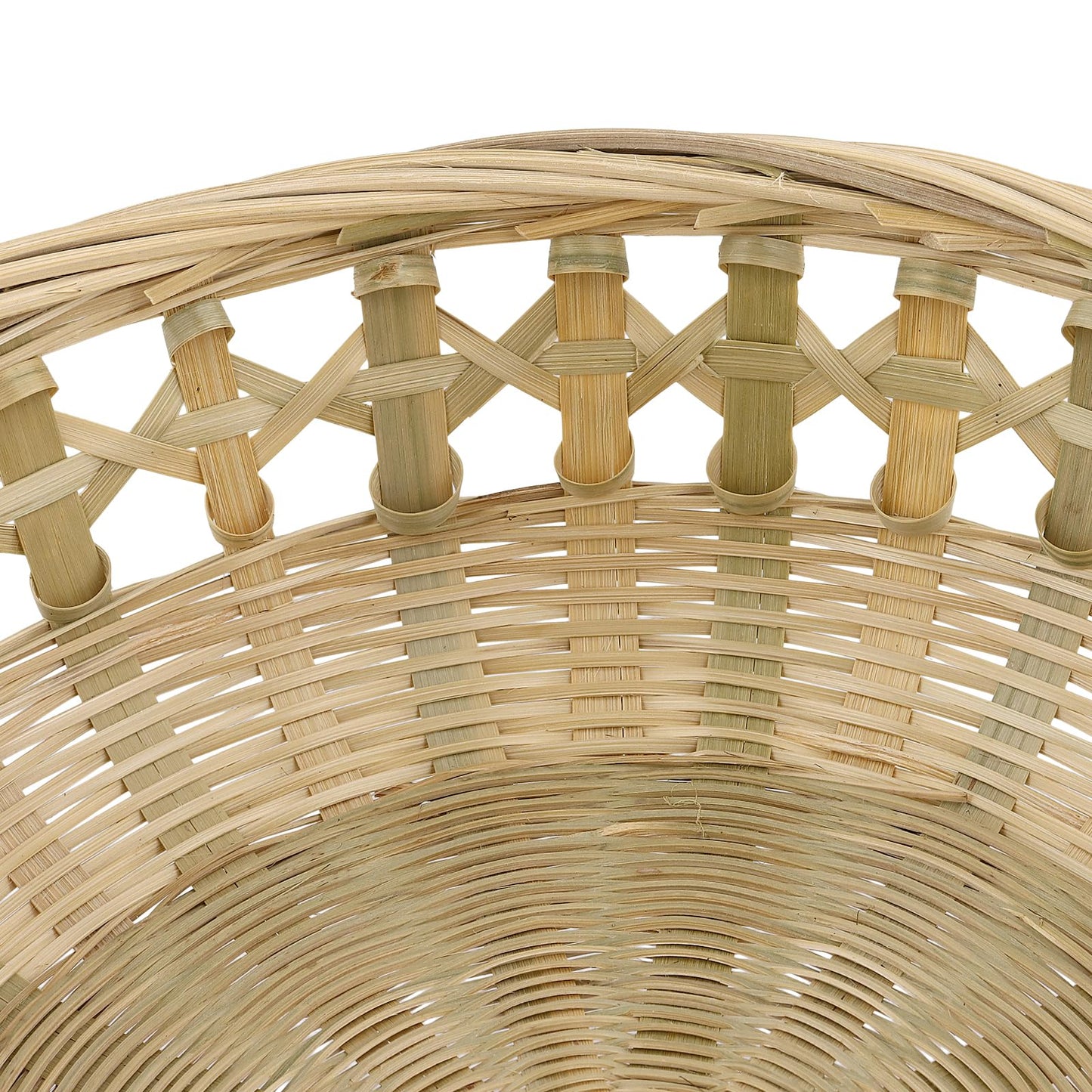 KOHAND 2 Pack Bamboo Baskets, 10.6 x 3.1 Inch Natural Handmade Bamboo Basket, Round Wicker Basket for Picnic, Kitchen, Restaurant, Dinning