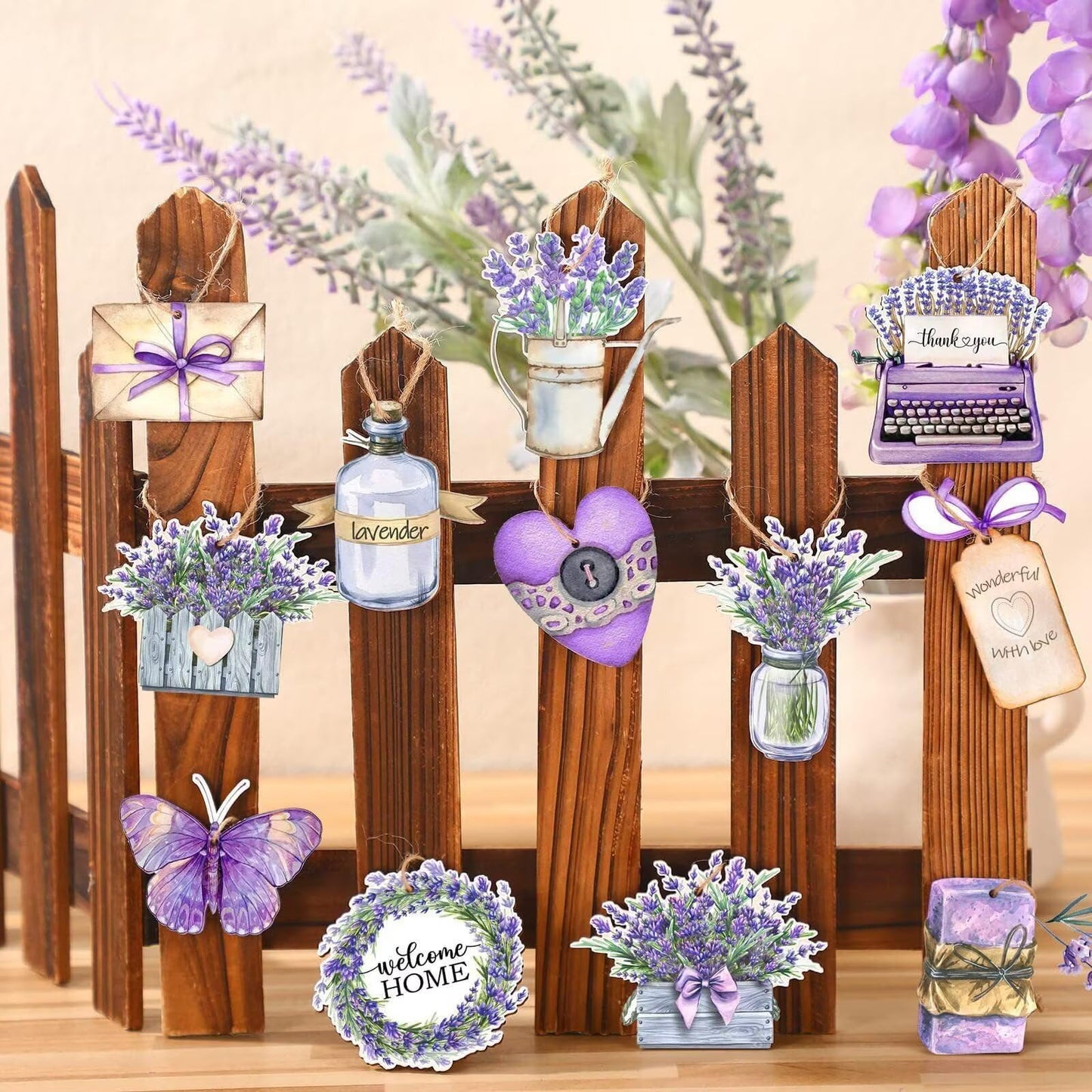 Shuanghao Double-Sided Wooden Ornaments for Christmas Tree - Wood 24Pcs Holiday Hanging Decor with String, Home Festive Decorations for Xmas, Halloween, Nativity