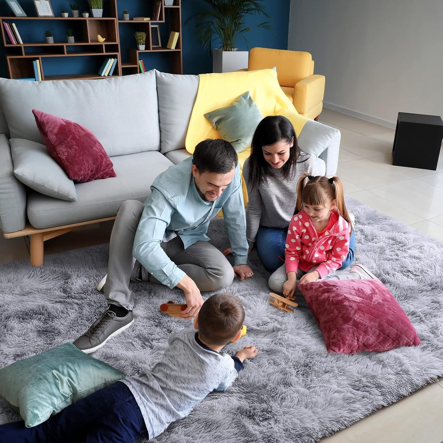AROGAN 2x6 Feet Soft Runner Rugs for Bedroom Plush Fluffy Rug, Shag Furry Area Rug Carpet Non Shedding for Nursery Children Kids Girls Room Home Hallways Decorative, Grey and White
