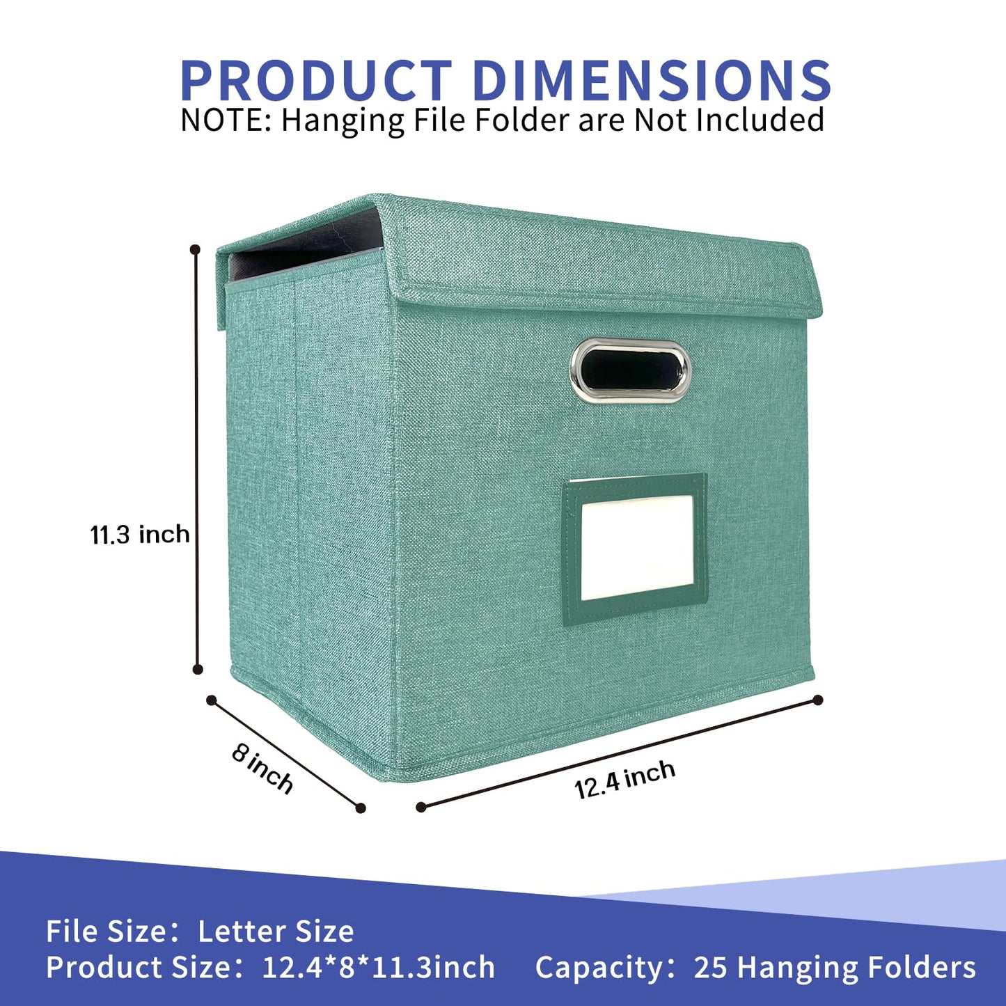 ComfortKeeper 2 Pack Hanging File Folder Box with Lid, Durable Letter Size Filing Storage Box, Sturdy File Holder with Cardboard Support PVC Rails for Office Home Organizer, Green