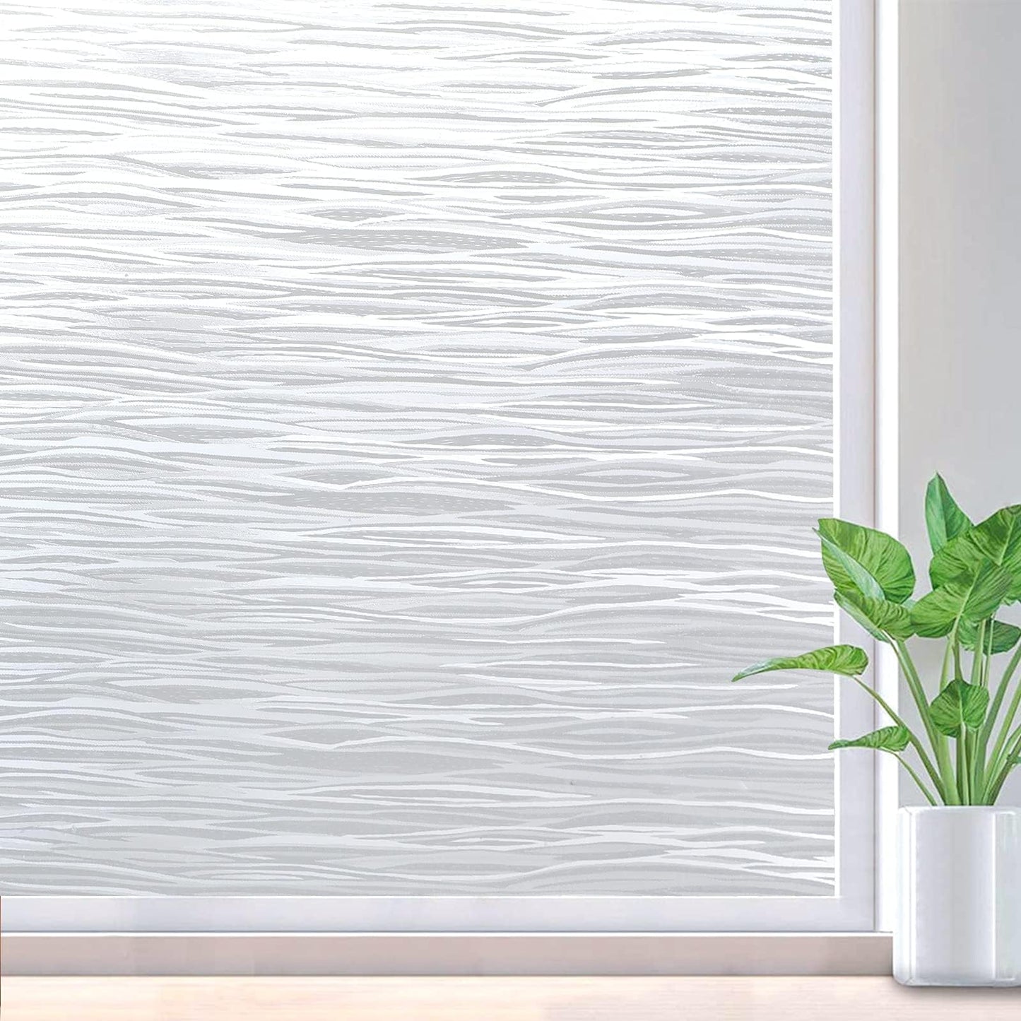 rabbitgoo Window Privacy Film Frosted Glass Film Removable Vinyl Door Coverings UV Blocking Decorative Static Cling Non-Adhesive Window Clings Sticker for Home Decor, 17.5 x 78.7 Inches