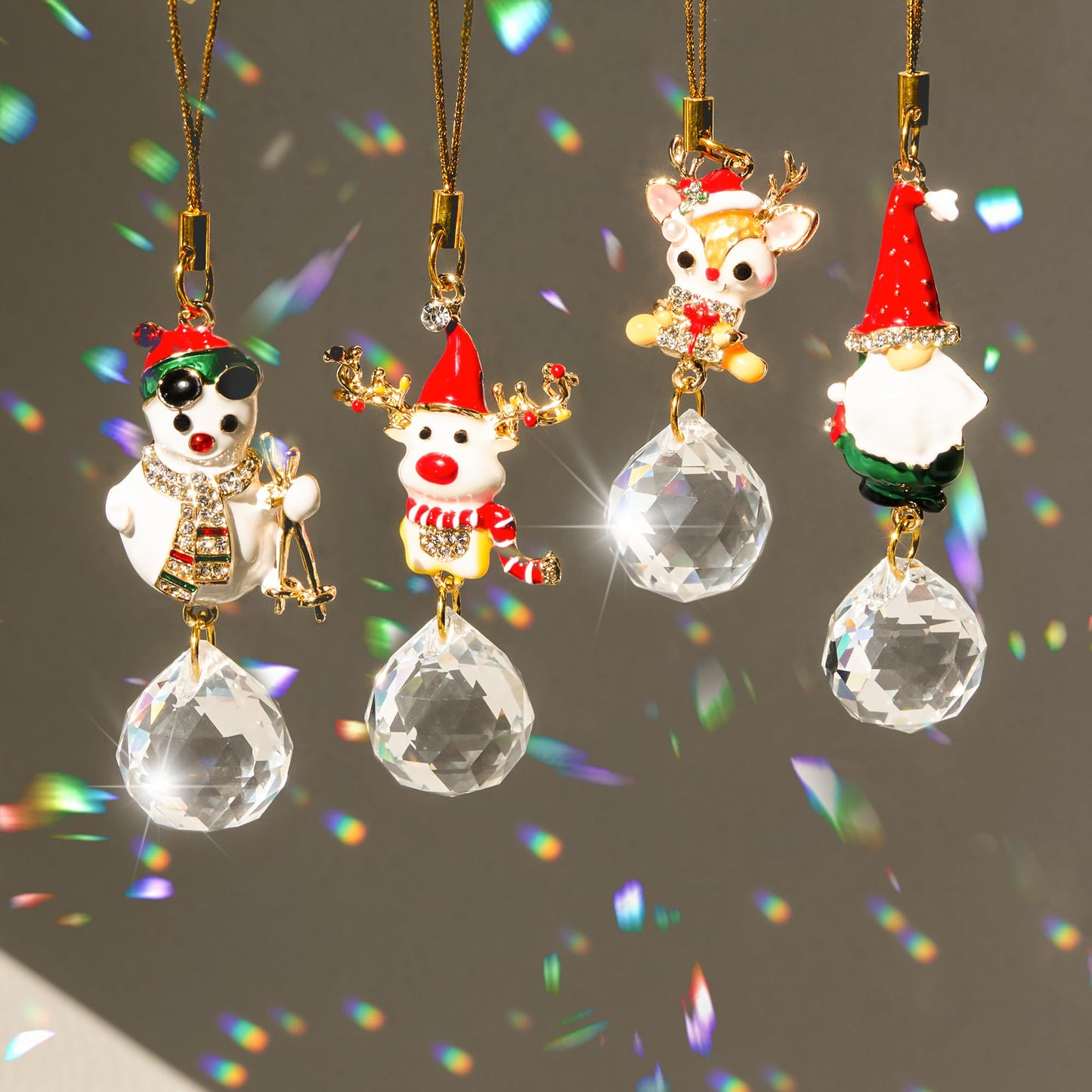 H&D HYALINE & DORA Christmas Ornaments Set Christmas Hanging Ornament Pendant Elk Gnome Snowman Ornament for Xmas Tree Home Decor(4 Pack)