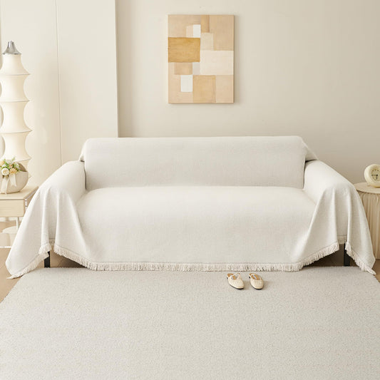 Nestiva Boho Chenille Couch Cover Simple Style Sofa Slipcovers Sofa Cover for 2 Cushion Couch Sofa, Pet Friendly Loveseat Cover Armchair Cover for Sectional Sofa(Beige, 71"x102")