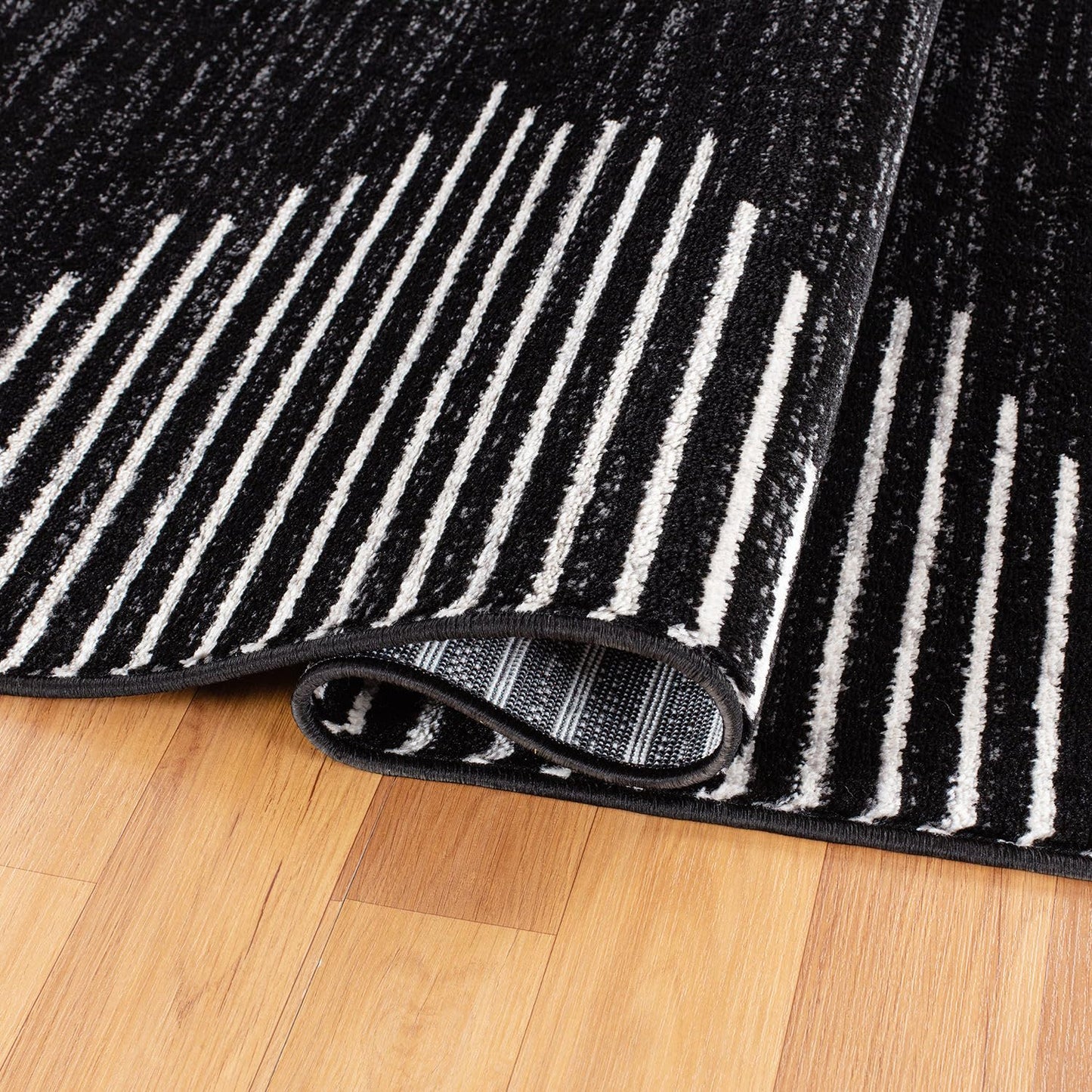 Rugshop Bohemian Stripe Stain Resistant High Traffic Living Room Kitchen Bedroom Dining Home Office Area Rug 2'7" x 4' Black