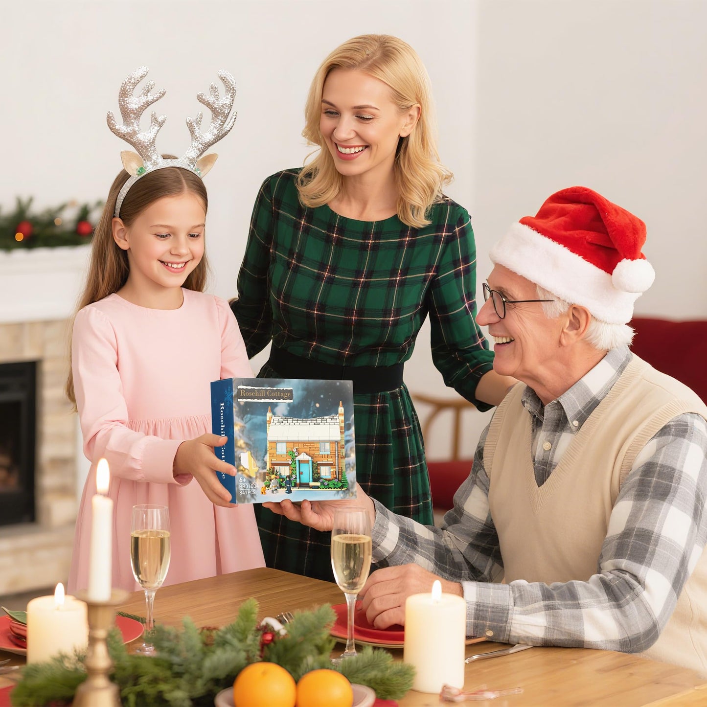 The Holiday Christmas Building Set, Rosehill Cottage Village Compatible with Lego – Cozy Winter House with Figures & Dog, Creative Display Gift for Adults, Movie Fans & Valentine’s Day