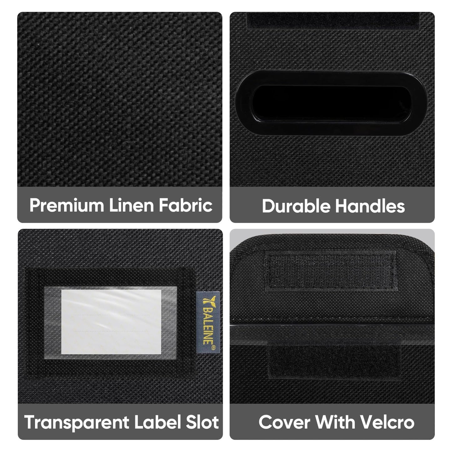 BALEINE File Organizer Box with Lid, Collapsible File Folder Organizer with Plastic Slide, Hanging File Folder Box for Office Document Storage (1 Pack, Black, S)