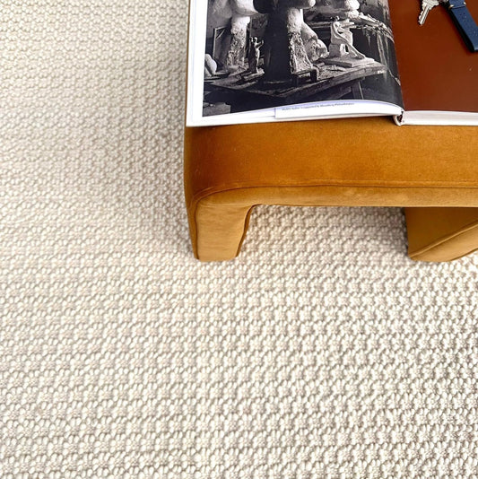 The Knitted Co. Handwoven Wool Area Rug - Hand Woven Natural Carpet Rugs- Bedroom Living Room Dining Room (Ivory- 8'x10')