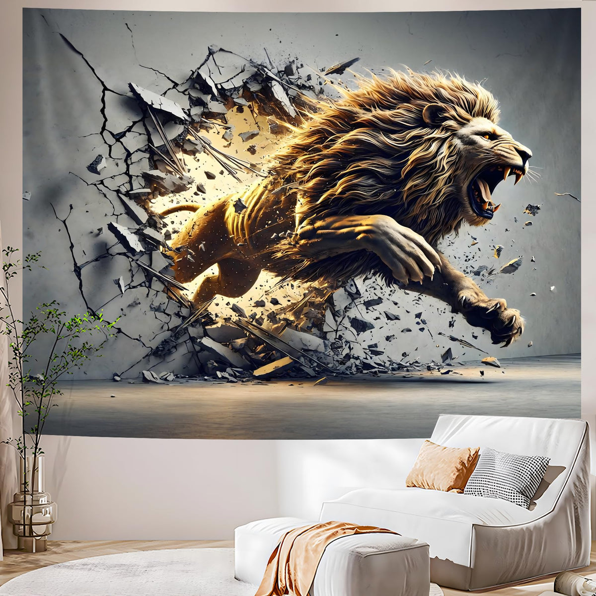 AOHMPT 3D Tapestry, 59"x51" Animal Print Poster, Lion Tapestry,Wall Art Painting for Bedroom and Living Room 59"x51"