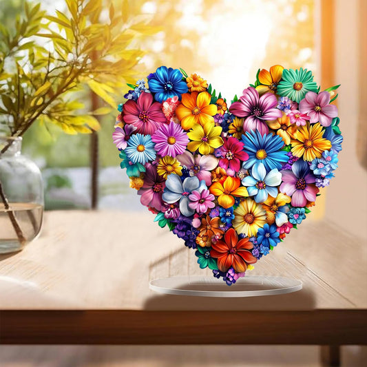 Flower Clear Acrylic Desktop Decoration, Tabletop Placement Ornament, Table Decor for Home Décor in Living Room or Office, Halloween, Christmas, Birthday, Valentine's Day, 7.8 Inch