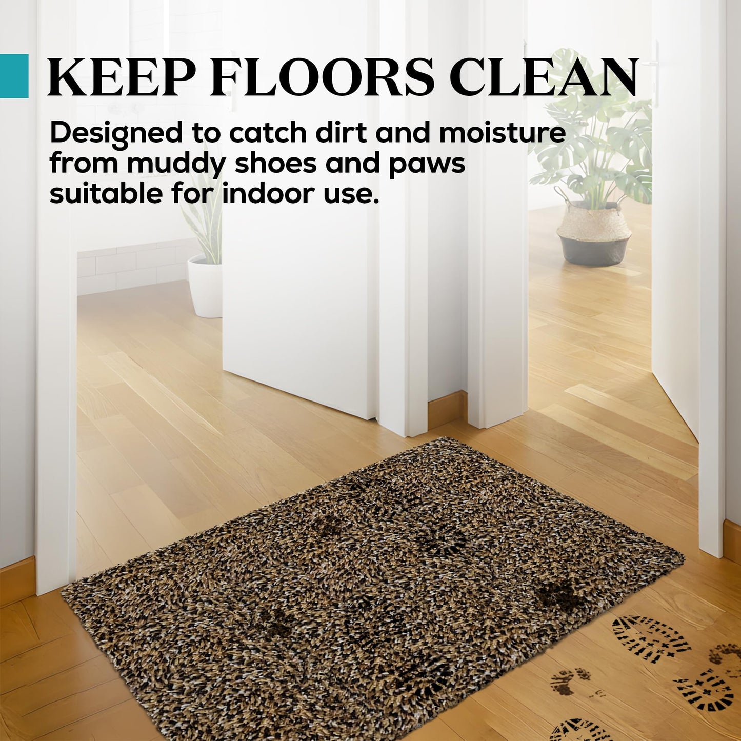 RugMast Premium Microfiber Indoor Door Mat – 20"x30" Washable Entry Mat, Non-Slip, Waterproof Backing, Super Absorbent, Low Profile Entryway Doormat for Indoor Entrance