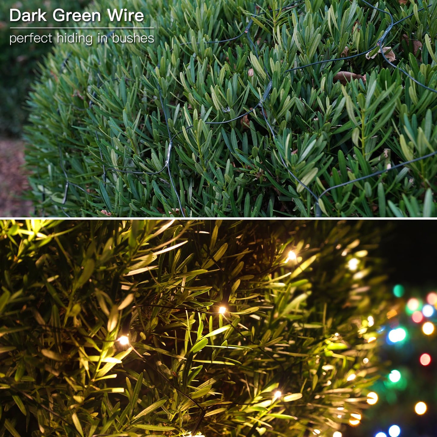 suddus 360 LED Christmas Net Light, Net Lights Outdoor,12ft x 5ft Bush Lights Outdoor Waterproof Connectable Green Wire for Bushes, Lamn, Trees, Christmas Decoration, Warm White