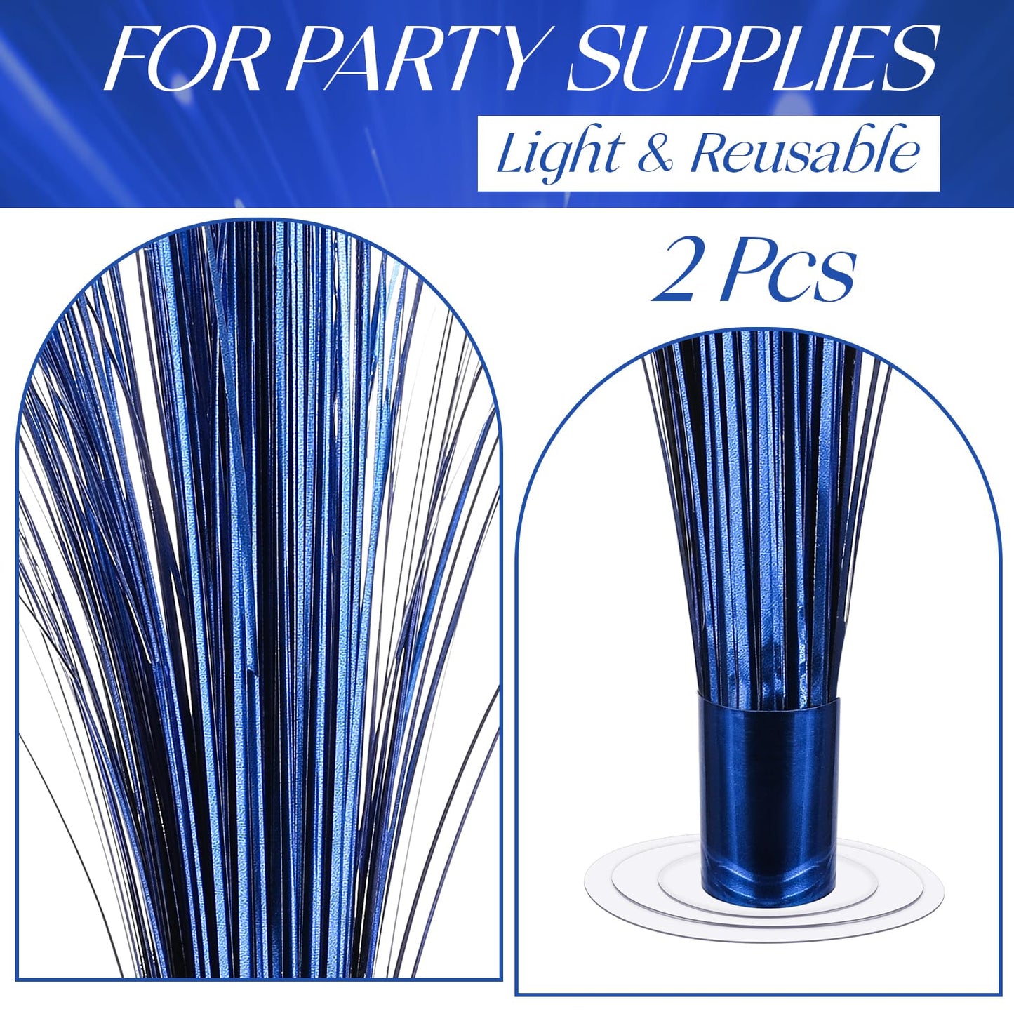 CraftyDream 2 Pcs Metallic Spray Centerpieces Graduation Centerpieces for Tables Decorations with Clear Base Shimmering Foil Sprays for Birthday Easter and Celebration Events(Blue)