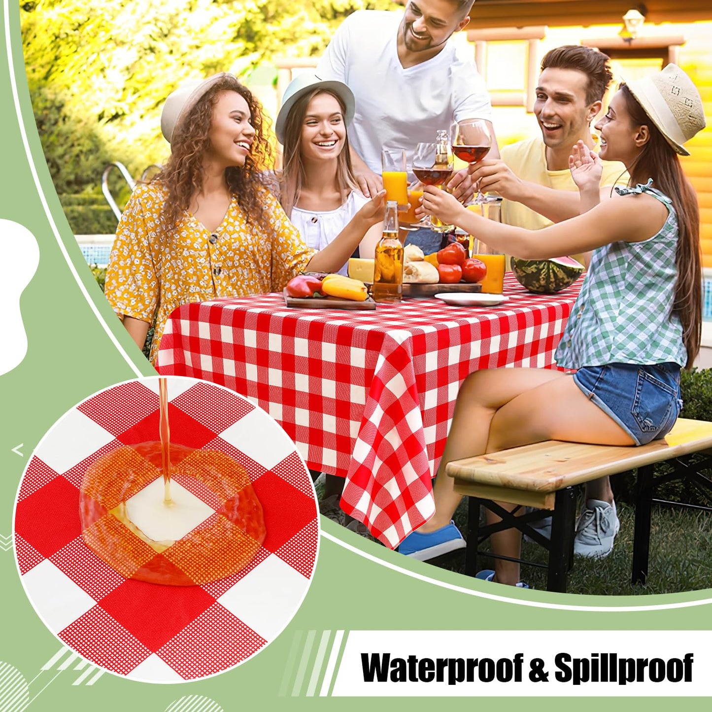 misaya 4 Packs Buffalo Disposable Table Cloth, 54 x 108 Inch Waterproof Plastic Tablecloth, Rectangle Red and White Checkered Table Covers for Picnic, Birthday, Party, Mother's Day