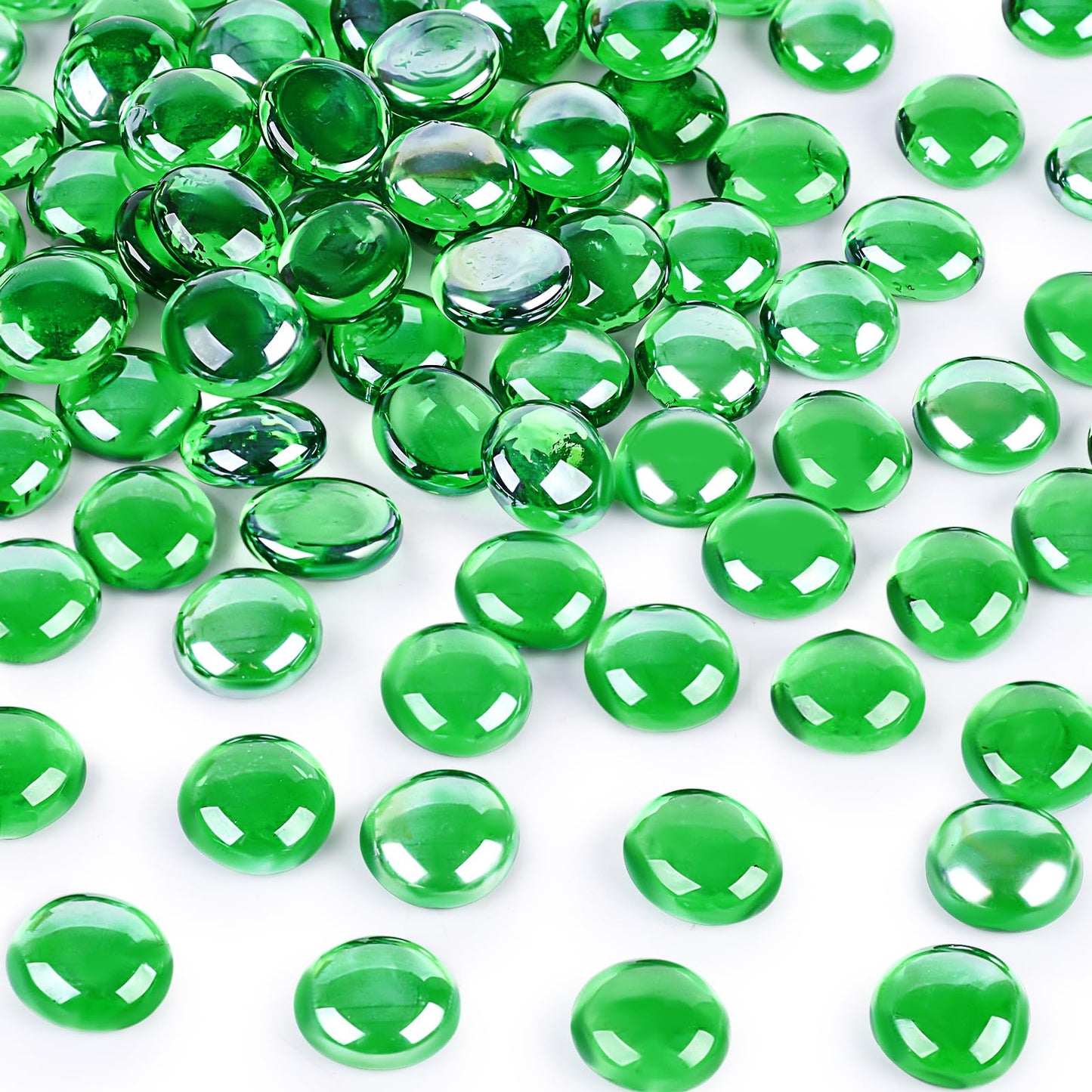 DomeStar 2LB Green Flat Glass Marbles, Decorative Marbles for Vases Aquarium Pebbles Fish Tank Rocks Vase Fillers DIY Crafts Table Scatter Decor