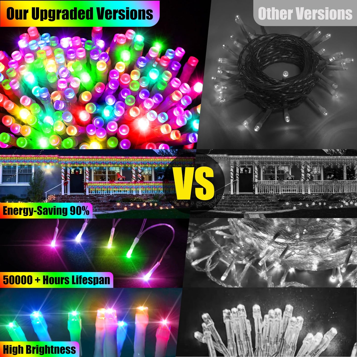 HGJ 49FT 128 Functions Christmas Icicle Lights Outdoor with 504 LED 8 Modes and Timer Curtain Lights Outside for Garden Holiday Gatherings Indoor Outdoor Decorations