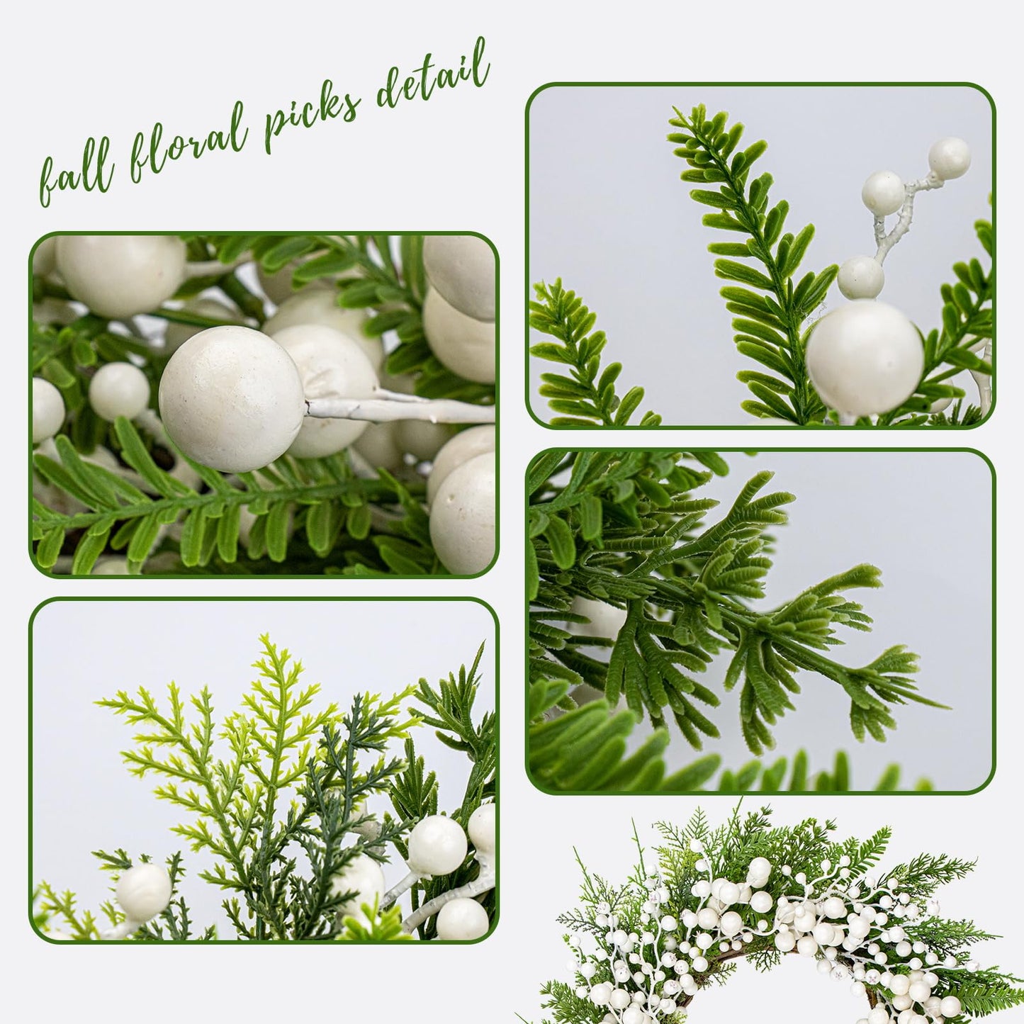 FloralElegance Artificial Winter Wreath 20 Inch White Berry Wreath Winter Wreaths for Front Door with Holly Berries for Xmas Winter Holidays