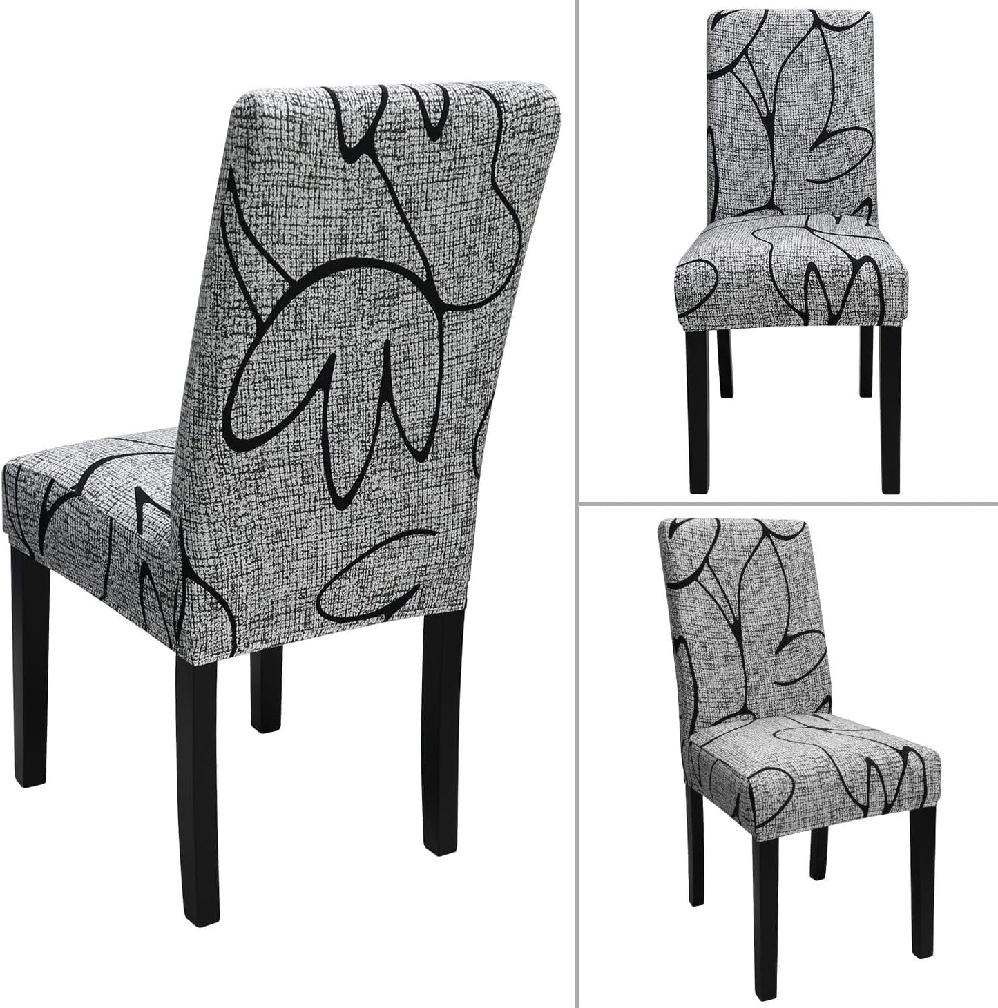 Keyroal Dining Room Chair Covers Set of 1, Stretch Printed Parsons Chair Slipcovers Spandex Removable Washable Kitchen Chair Protector Cover for Dining Room, Hotel, Ceremony