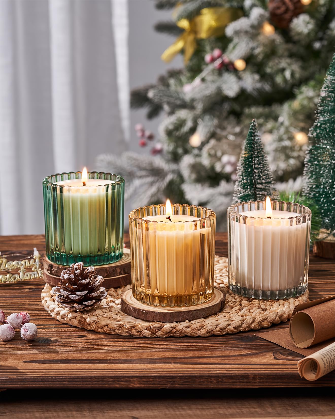 M&SENSE Soy Candles for Home Scented, Christmas Eggnog Non Toxic Candles, 9.2oz Natural Organic Clean Burning 60 Hours, Christmas Kitchen Decor Gifts for Women