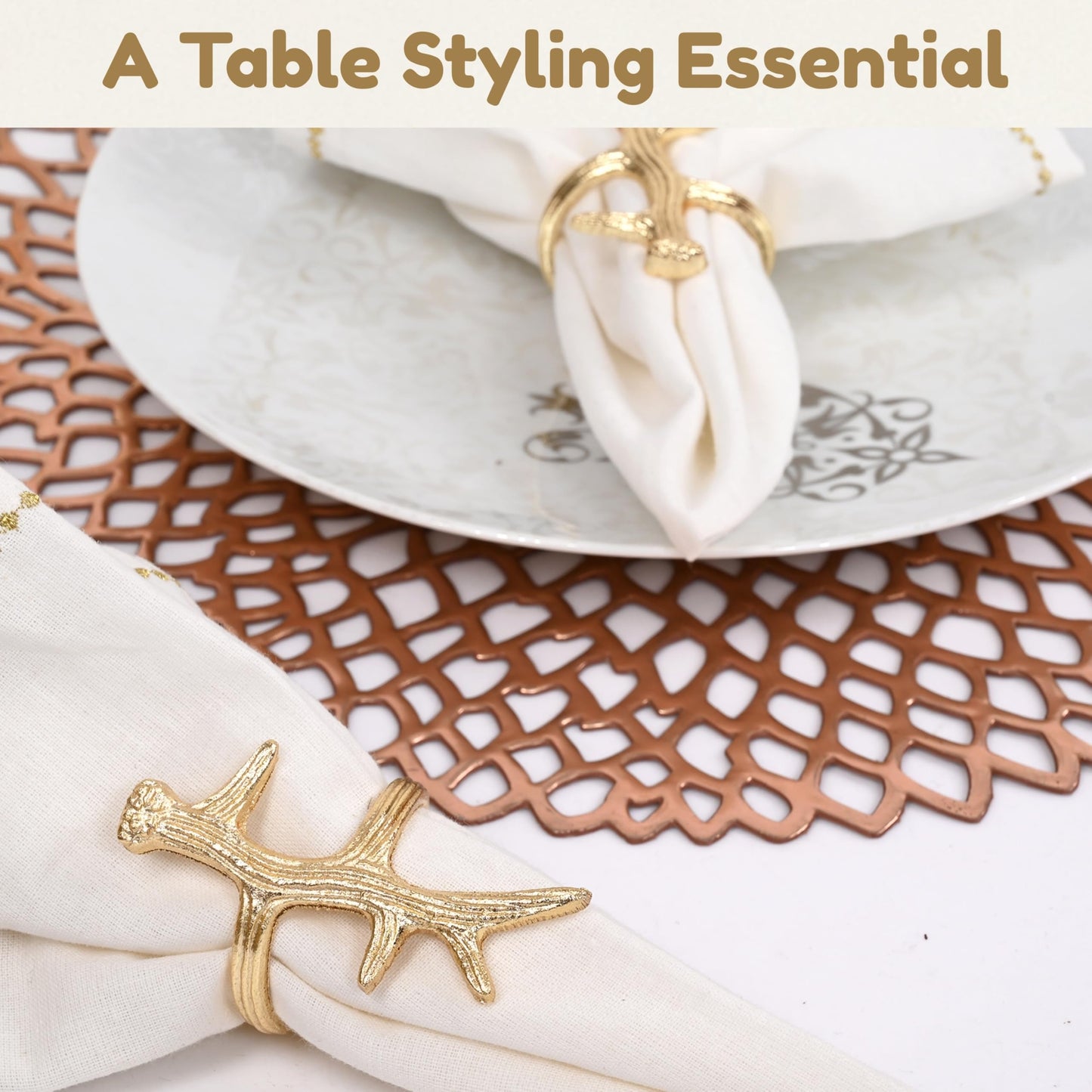 Modern Metal Napkin Rings Set of 12 - Napkin Rings Holder for Dinning Table Parties Dining Table, Weddings, and Special Events - Elegant Table Décor for Home & Restaurants (Gold) - CLEENTABLE