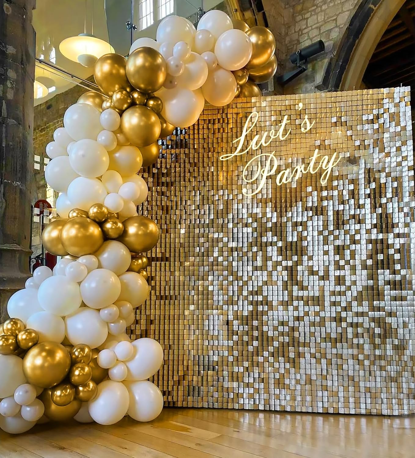 BAUANOOY 100pcs Metallic Gold Balloons 12 inch, Chrome Gold Balloons with Gold Ribbon for Birthday Graduation Engagement Wedding Party Decorations