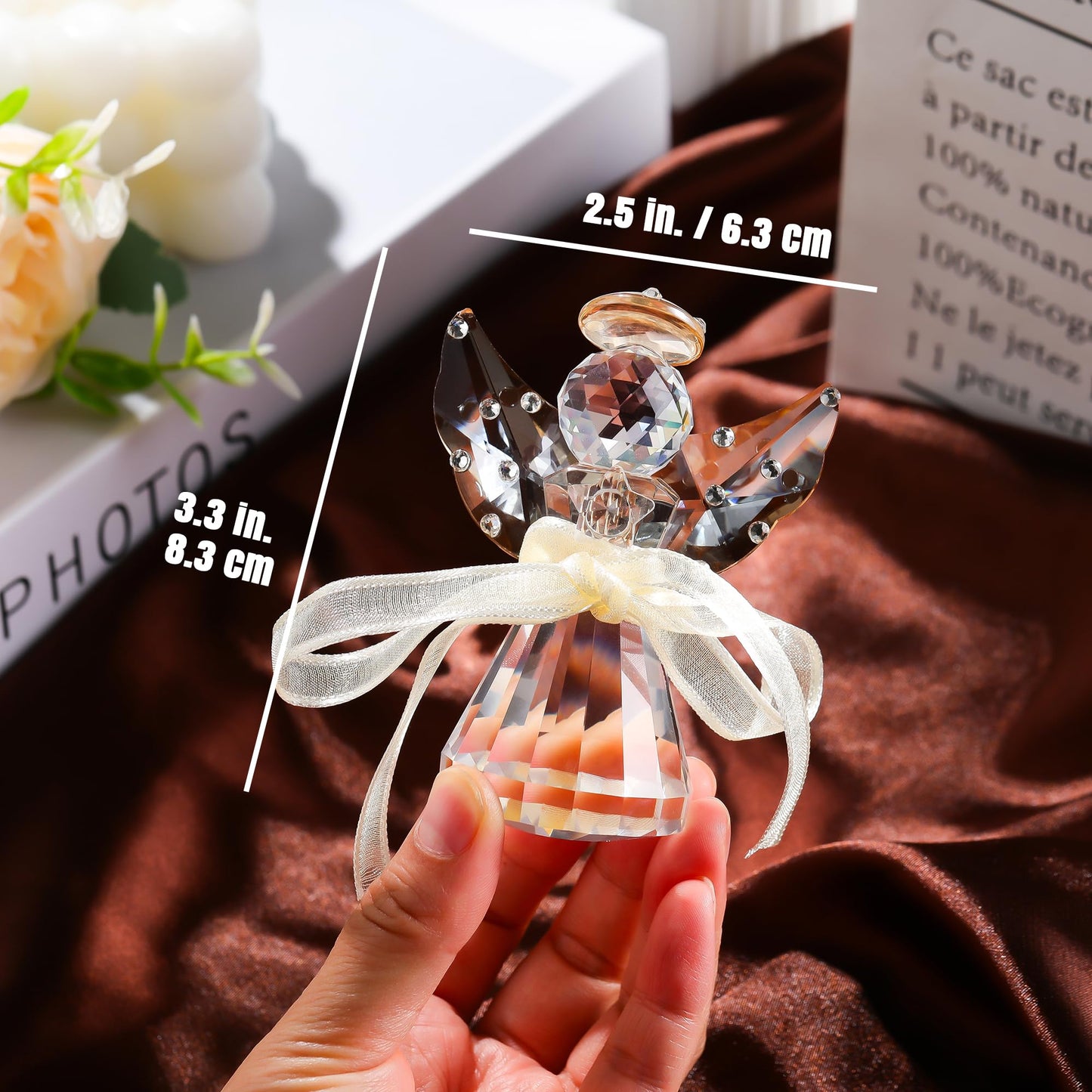 Ornalrist Crystal Guardian Angel Figurine Angel Gifts for Women, Clearly Handmade Glass Angel Statue Art Collectible Gift for Women