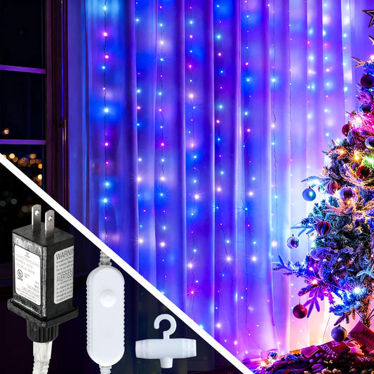 YoungPower Multicolor Led Curtain Lights, 400 LED 8 Lighting Modes Fairy Light, IP65 Waterproof for Bedroom Party Christmas Wedding Garden Home Wall Decor