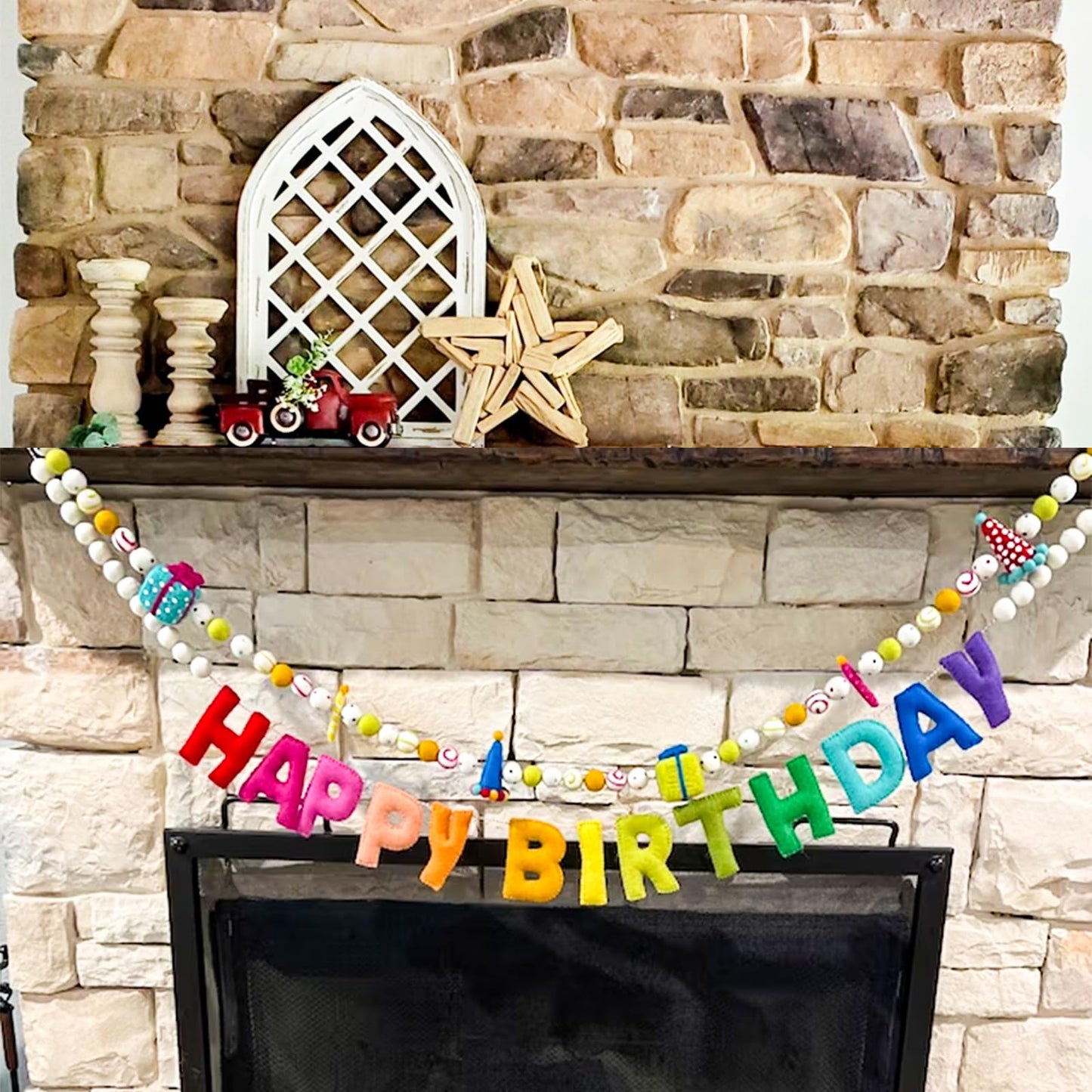 Pre-Strung Happy Birthday Banner - Felt Ball Garland - Reusable HAPPY BIRTHDAY Garland, Rainbow Party Decorations, Personalized Holiday Sign for Party Decor, Kids Room Decor, Photo Prop (Rainbow)