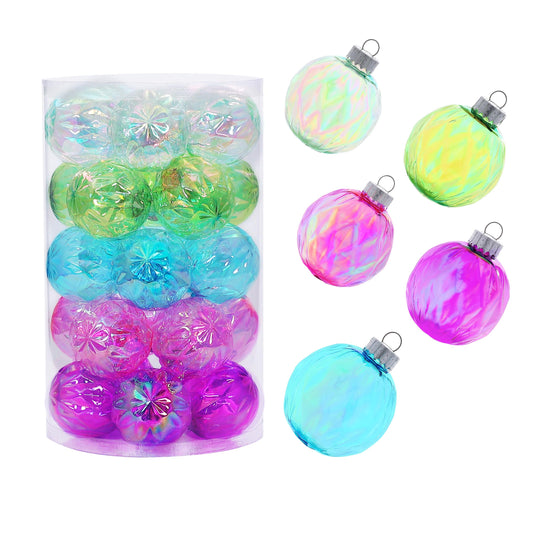 MOONET 25Pcs 2.64in Christmas Decoration Balls Shatterproof Colored Transparent Ball for Festival Wedding Home Party Decors Xmas Tree Hanging