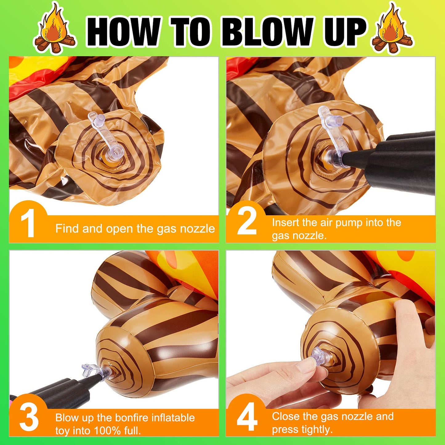 Sumind 2 Pieces Inflatable Fake Campfire Camping Props Bonfire Party Decor Campfire Party Decorations Artificial Flame for Indoor Camping Overnight and Scene Setting