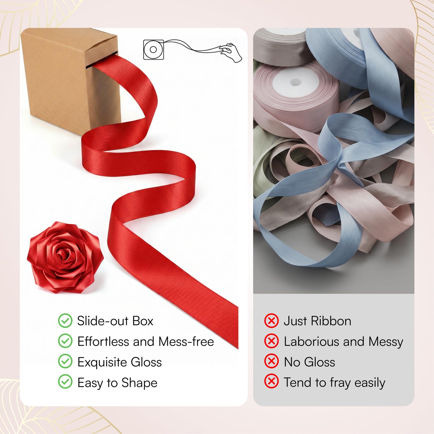 Caydo 1-1/2 Inch Red Ribbon for Flower Bouquet for Mothers Day Gifts, 50 Yards Satin Ribbon Flower Making Kit with Floral Stem Wire, Wrapping Paper, Glue Stick, 3D Butterfly & Diamond Pins