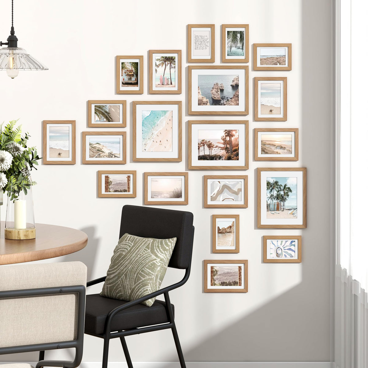 Venusmiles 20 Pack Picture Frames Collage Wall Decor, Gallery Frame Set for Wall Mounting or Tabletop Display, Multi Sizes Including 4pcs 8x10, 8pcs 5x7, 8pcs 4x6, Oak