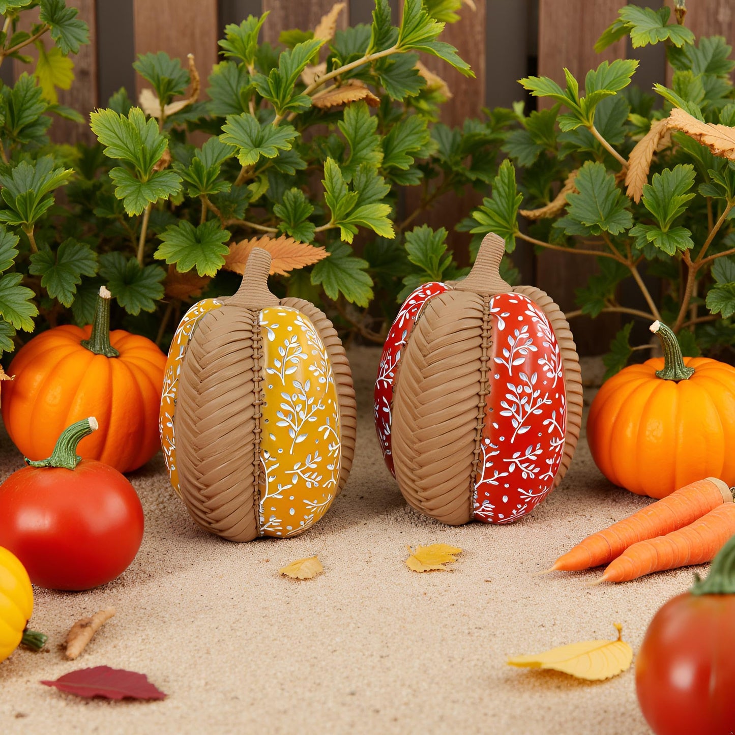 Modern Woven Pumpkin Decorative Sculpture , 2 pieces cute Pumpkin Decorations,Autumn Harvest Fall Home Decor,garden decorations,Farmhouse dining table,desktop,fireplace,Harvest Festival Decoration