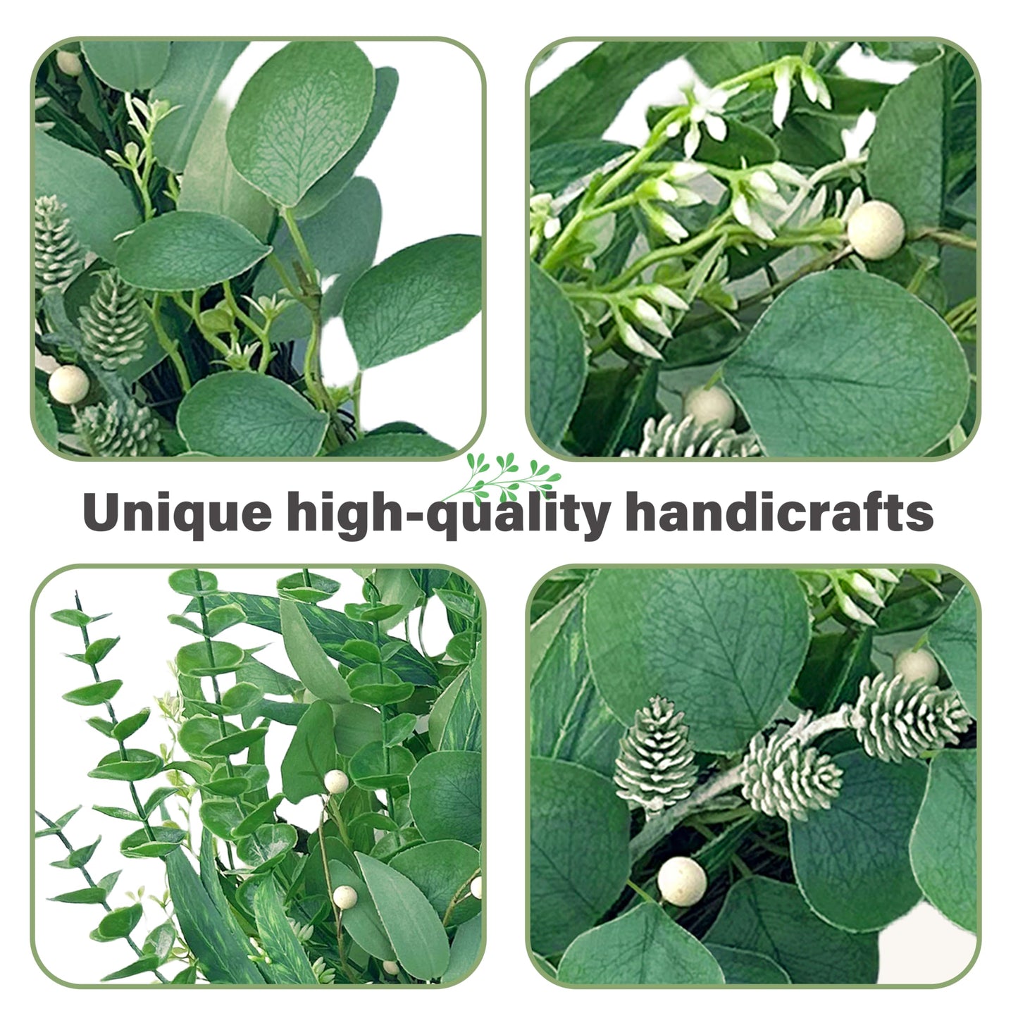 MAINGKAUNG Spring Wreath 22 Inch Spring Summer Wreaths with Eucalyptus Leaves and Berries Seasons Green Eucalyptus Wreath for Farmhouse Porch Front Door Wall Decor and Year Round Use
