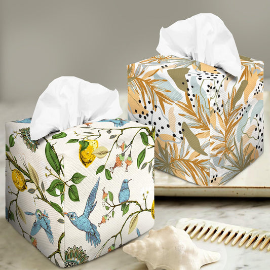 Tissue Box Cover Square Decorative Tissue Box Holder Cute Funny Cube Tissue Case Cover-Blue Bird Tissue Box Cover