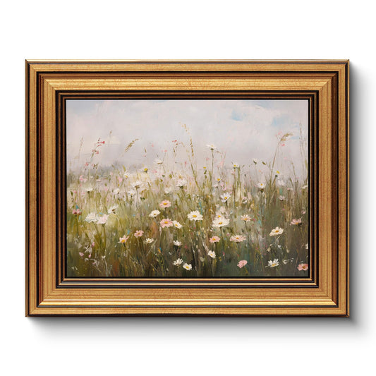 HUARCEY Gold Framed Vintage Wall Art for Living Room Wildflower Field Landscape Decor Aesthetic Mother Day Gift for Mom Oil Painting Flower Wall Print Floral Pictures Canvas Artwork Shelf Decor 8x10in
