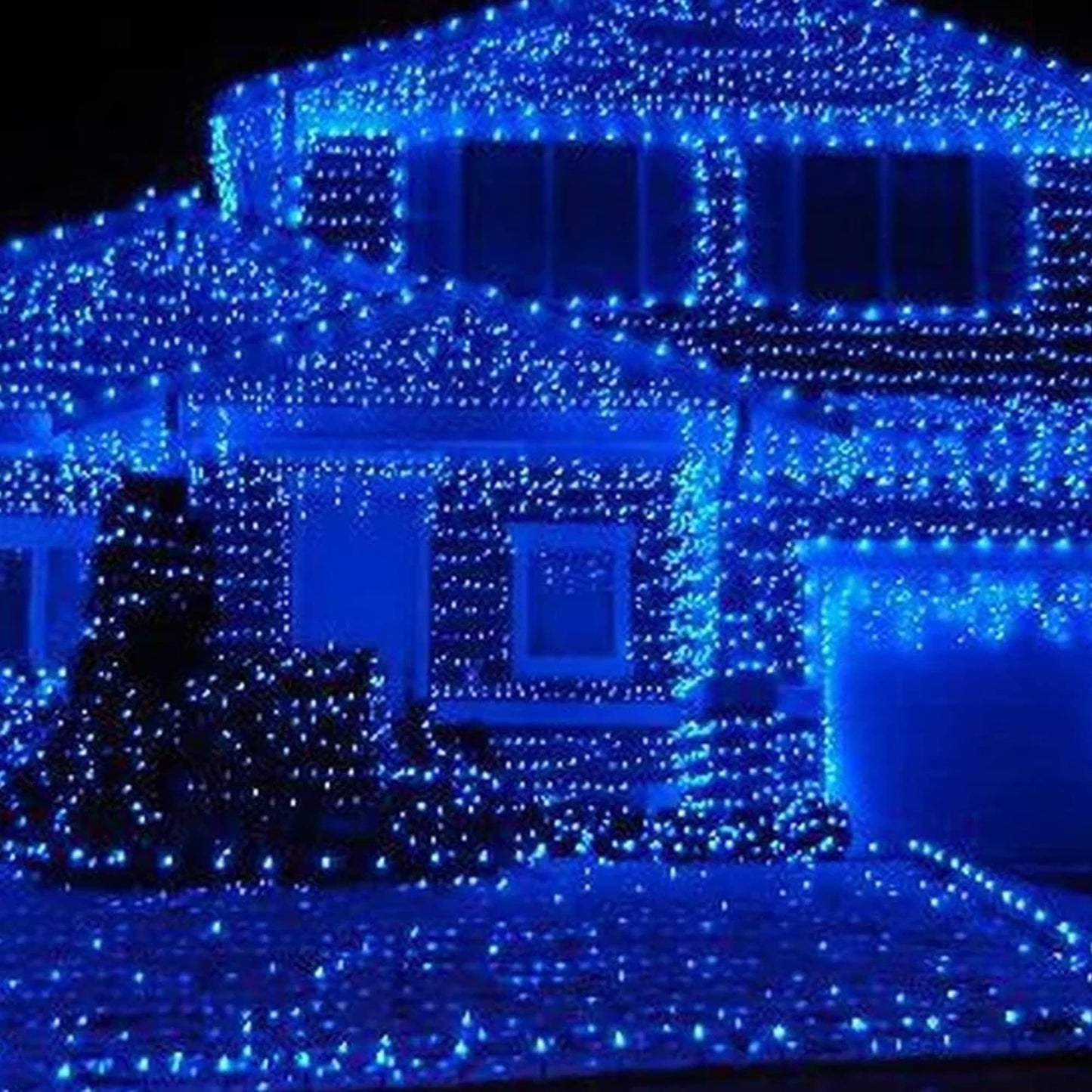 Dazzle Bright 33FT 100 LED Christmas String Lights Indoor Outdoor Waterproof, Blue With Green Wire, Twinkle Plug-in for Tree Room Bedroom Wedding Decorations