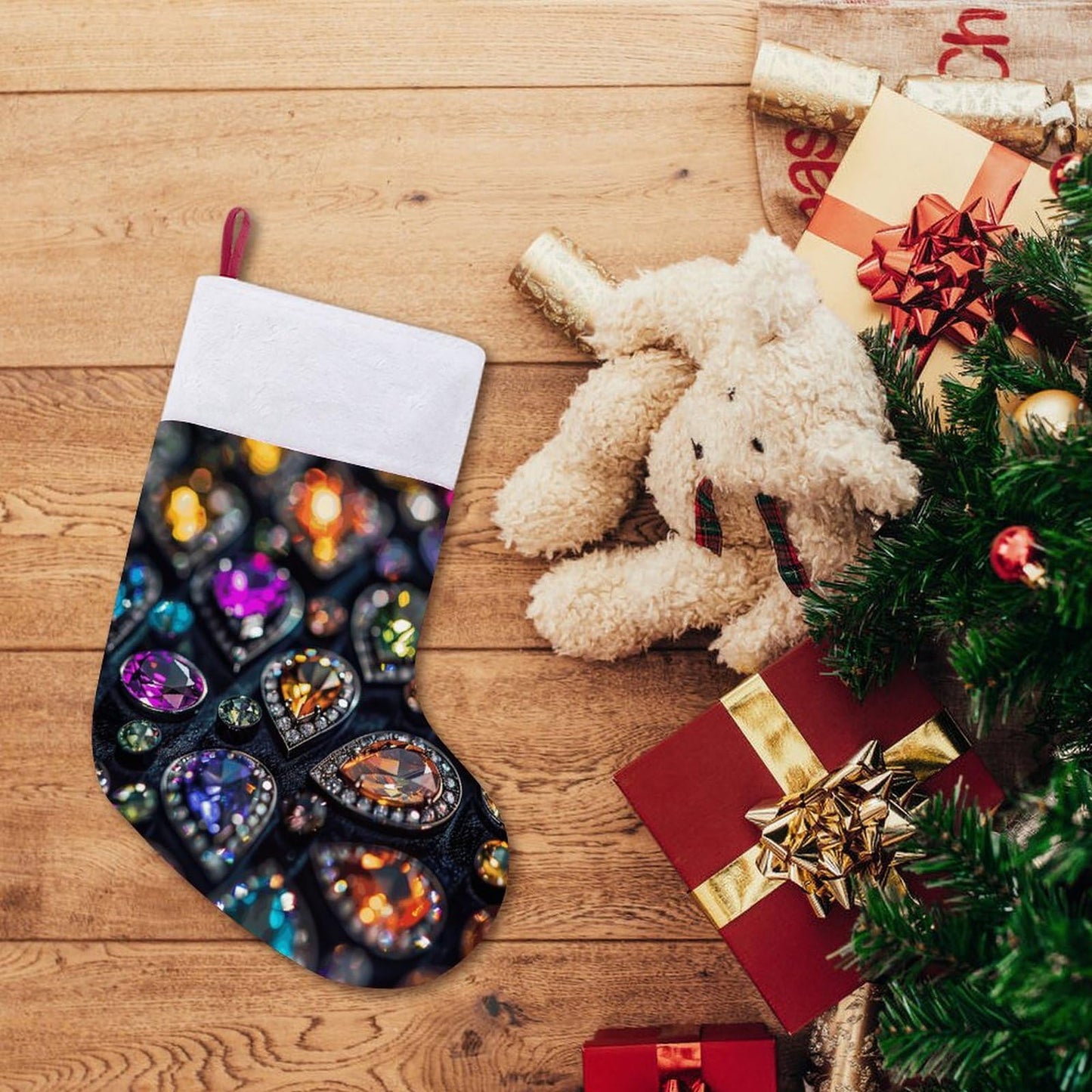 Christmas Holiday Decor Socks,Intricate Jewelry Patterns Printed Personalized Christmas Stockings,Hanging Stockings Can Be Used As Decorations Fireplaces, Christmas Tree And Stairs,The Best Gift To Gi