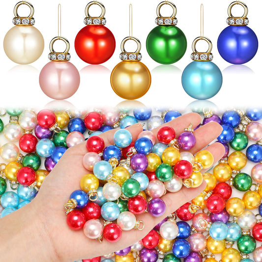 Halloscume 200pcs Christmas Mini Balls Ornaments Imitation Pearl Miniature Xmas Tree Hanging Decorations Colorful Glitter Balls for Christmas Holiday Party Decor (Multicolored)
