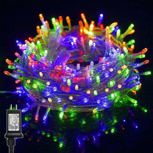 LJLNION 300 LED String Lights Outdoor Indoor, Extra Long 98.5FT Christmas Lights, 8 Lighting Modes, Plug in Waterproof Fairy Lights for Wedding Party Bedroom Decorations (Multicolor)