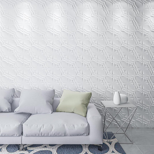 Art3dwallpanels 33 Pack 3D Wall Panel, 2 Different Effects PVC Textured Wall Panels for Interior Wall Décor, 12 x12 Inch Cover 32.Sq.Ft, White