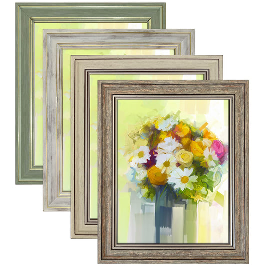 LUCKYLIFE 8x10 Picture Frame Set of 4, Rustic Farmhouse Picture Frames for Table or Wall Hanging