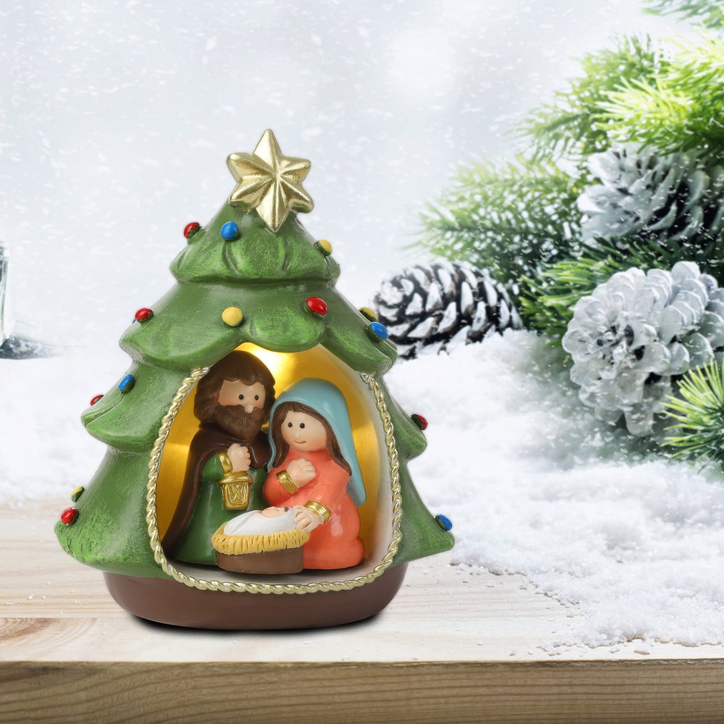 Hodao Nativity Sets for Christmas Indoor Decorations Holy Family Nativity Scene for Xmas Decor Gifts - Christmas Party Home Decorations(Green)